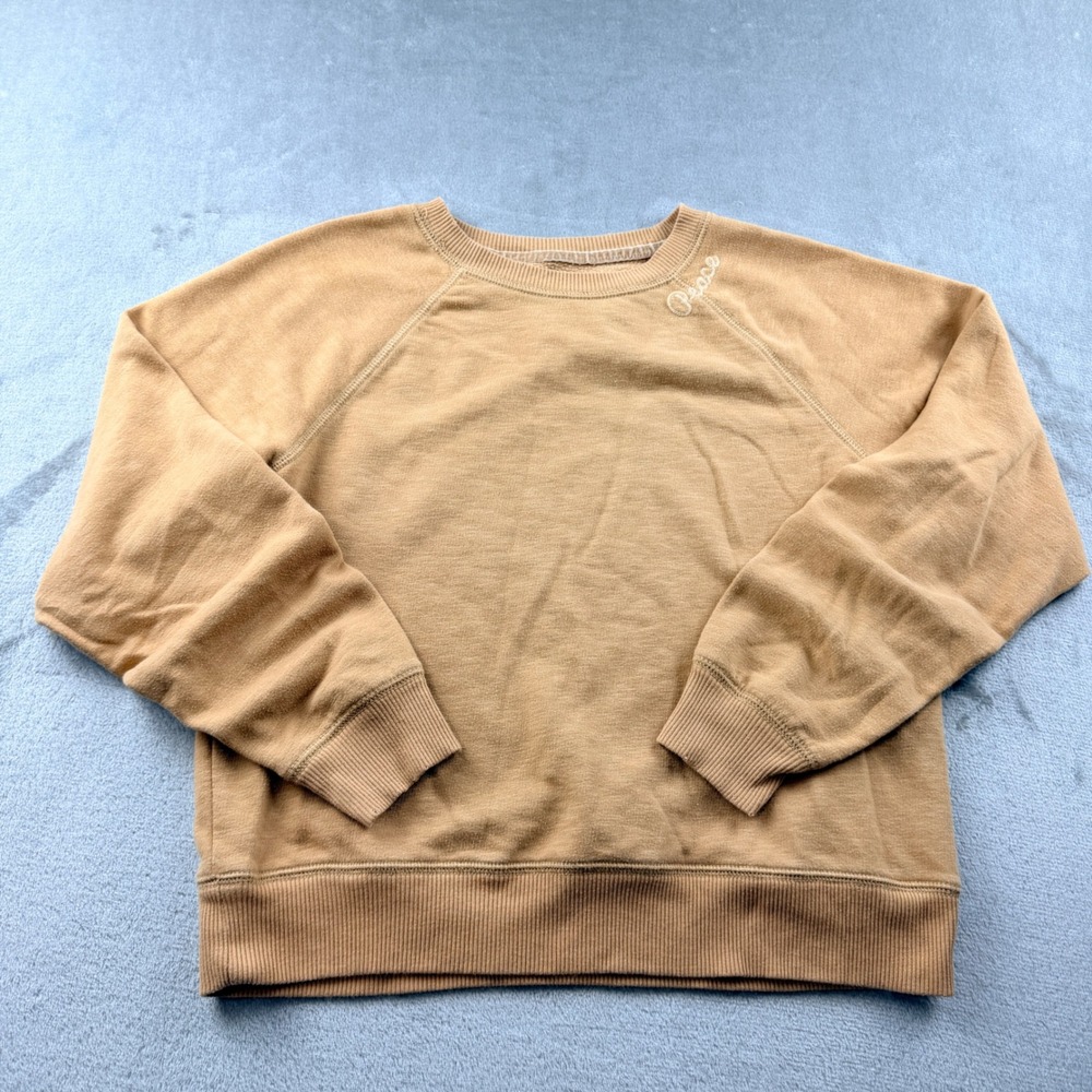 American Eagle Women's XS Peace Embroidered Raglan Sweatshirt Tan AEM120605U9A